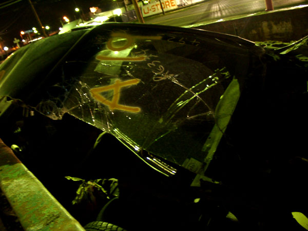 car in dumpster, classy
