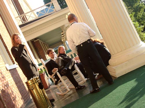 chilling outside the reception